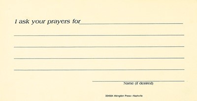 Prayer Request Card (Pkg of 25) (9780687334933): Vineyard Worship Shop