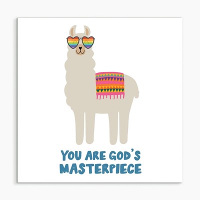 You Are God's Masterpiece (Llama) White Framed Print 8x8 (General Merchandise)
