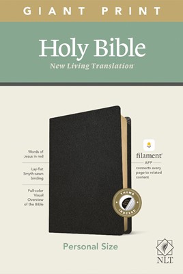 NLT Personal Size Giant Print Bible, Filament Edition, Black (Genuine Leather)