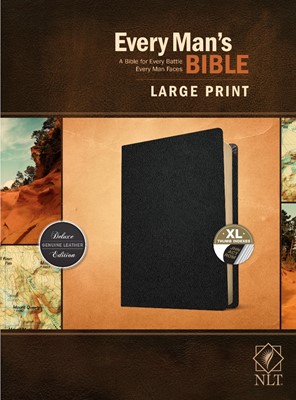 NLT Every Man's Bible, Large Print, Black, Indexed (Genuine Leather)