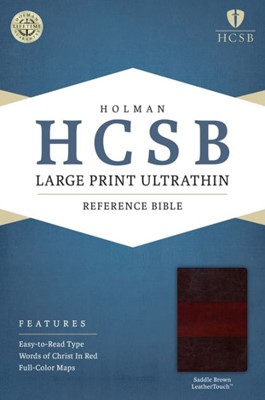 HCSB Large Print Ultrathin Reference Bible, Saddle Brown (Imitation Leather)