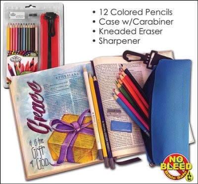 Coloured Pencil Set (12 pencils w/ Sharpener, Eraser & Case) (Kit)