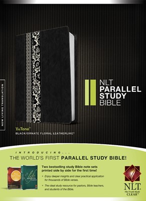 NLT Parallel Study Bible, Tutone Black/Ornate Floral (Imitation Leather)