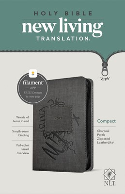 NLT Compact Zipper Bible, Filament Enabled Edition, Charcoal (Imitation Leather)