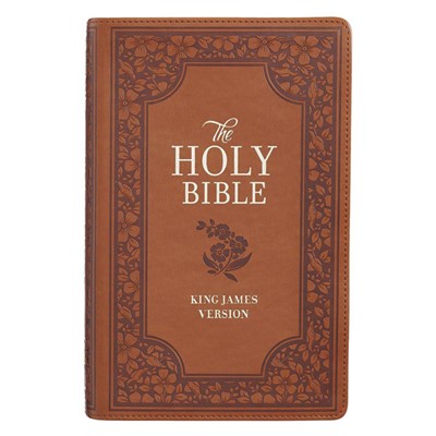 KJV Giant Print Bible, Tan Floral, Indexed (Imitation Leather)