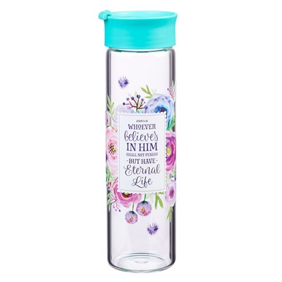 Glass Water Bottle: Floral/John 3:16 (General Merchandise)