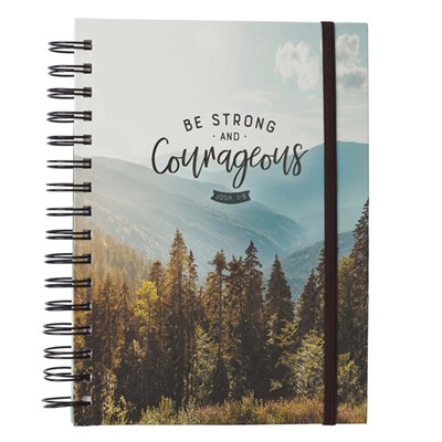 Strong and Courageous Large Wirebound Journal with Elastic (Spiral Bound)