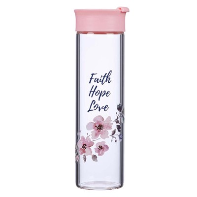 Faith Hope Love Glass Water Bottle (General Merchandise)