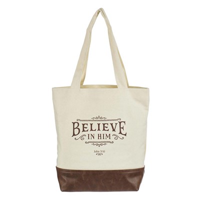 Believe in Him Canvas Tote Bag (General Merchandise)