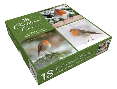 Christmas Cards: Robins (Green) Box of 18 (Cards)