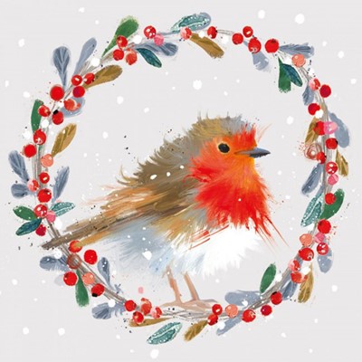 Christmas Cards: Robin in Wreath (Pack of 4) (Cards)