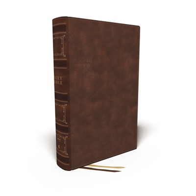 NKJV Single-Column Wide-Margin Reference Bible, Brown (Imitation Leather)