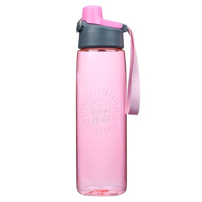 Grateful Heart Pink Plastic Water Bottle (General Merchandise)