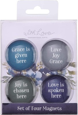 Love Joy Grace Glass Magnet Set (pack of 4) (Magnet)