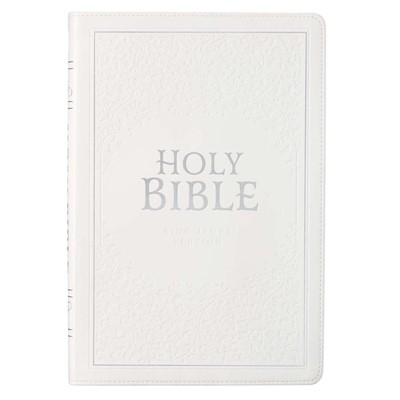 KJV Large Print Thinline Bible, White, Thumb Indexed (Imitation Leather)