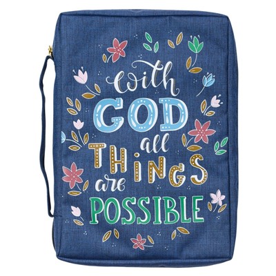 All Things Possible Navy Floral Value Bible Case, Medium (Bible Case)