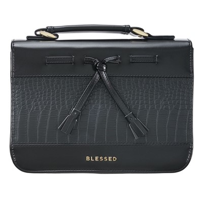 Blessed Black Faux Leather Fashion Bible Case, Large (Bible Case)