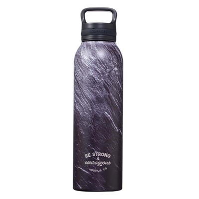 Strong and Courageous Black Stainless Steel Water Bottle (General Merchandise)