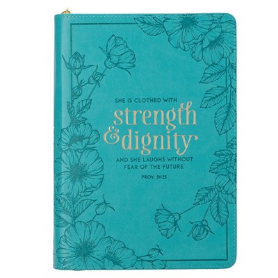 Strength & Dignity Teal Classic Journal with Zip (Imitation Leather)