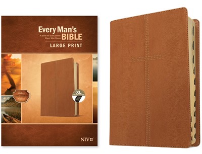 NIV Every Man's Bible, Large Print, Cross Saddle Tan, Index (Imitation Leather)