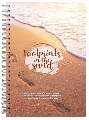 Footprints in the Sand Wire O Hard Cover Journal (Spiral Bound)