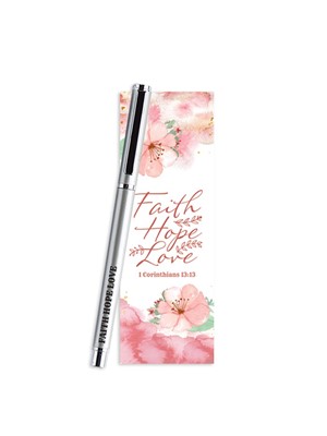 Faith Hope Love Gel Pen with Bookmark Set (Pen)