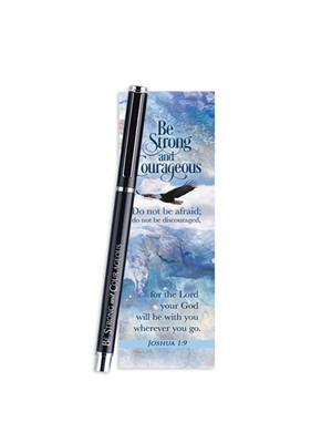 Be Strong & Courageous Gel Pen & Bookmark Set (Pen)