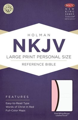NKJV Large Print Personal Size Reference Bible, Pink/Brown (Imitation Leather)