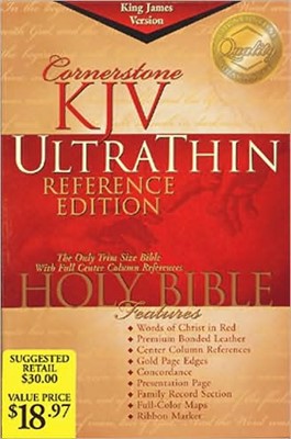 KJV Cornerstone Ultrathin Reference Bible, Black (Bonded Leather)
