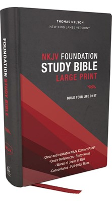 NKJV Foundation Study Bible Large Print, Red Letter, Indexed (Hard Cover)