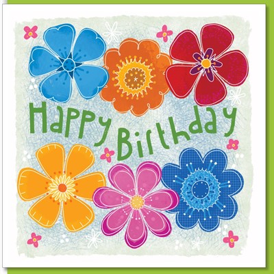 Colourful Birthday Flowers Greetings Card (Cards)