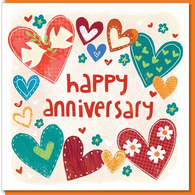 Anniversary Hearts & Dove Greetings Card (Cards)