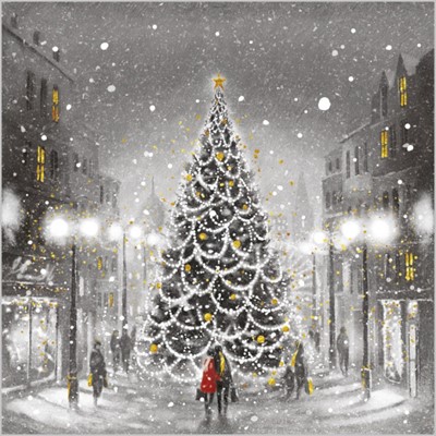 Christmas Cards: Town/Christmas Tree (Pack of 4) (Cards)