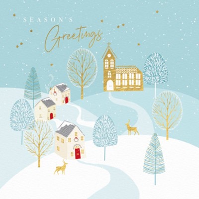 Christmas Cards: Winter Church Scene (Pack of 4) (Cards)
