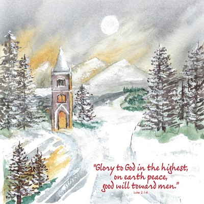 Snowy Church Christmas Cards (Pack of 10) (Cards)