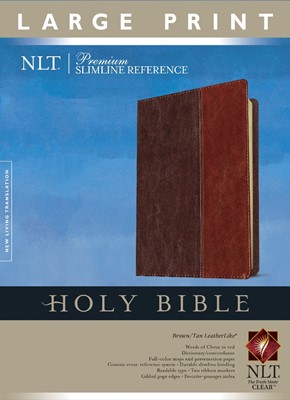 NLT Premium Slimline Reference Bible, Large Print Brown/Tan (Imitation Leather)