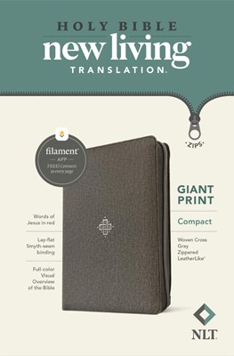 NLT Compact Giant Print Zipper Bible, Filament Edition, Grey (Imitation Leather)
