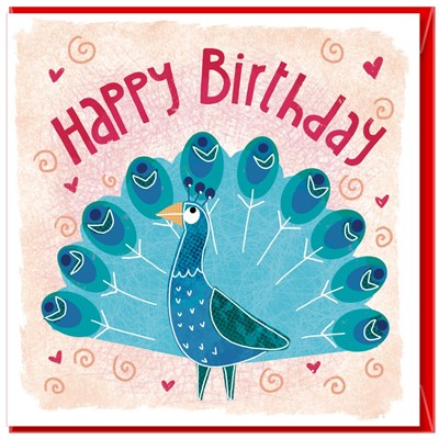Happy Birthday Peacock Greetings Card (Cards)