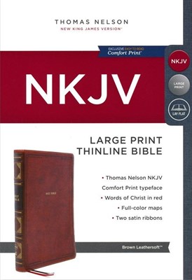 NKJV Thinline Bible Large Print, Brown, Red Letter Edition (Imitation Leather)