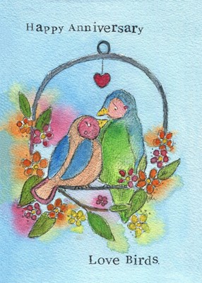 Anniversary Card Love Birds Single Card (Cards)