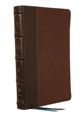 NKJV Large Print Thinline Reference Bible, Brown, Indexed (Imitation Leather)