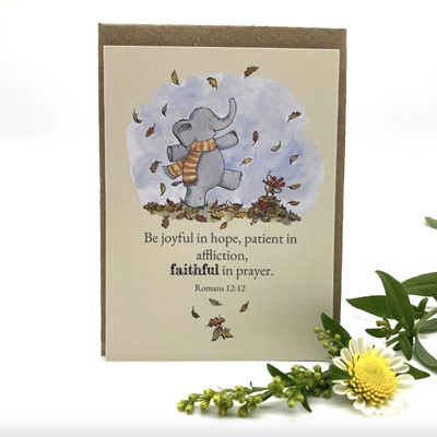 Be Joyful In Hope Patient In Affliction Elephant Prayer Card (Cards)