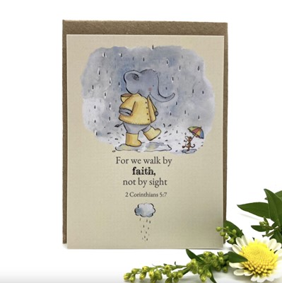 For We Walk By Faith Elephant Prayer Card (Cards)