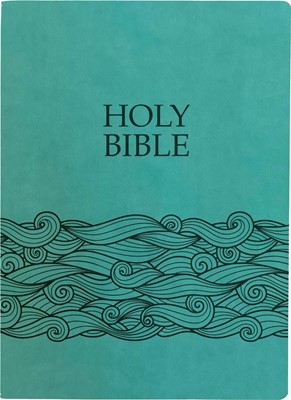 KJVER Holy Bible, Wave Design, Large Print, Coastal Blue Ult (Leather Binding)