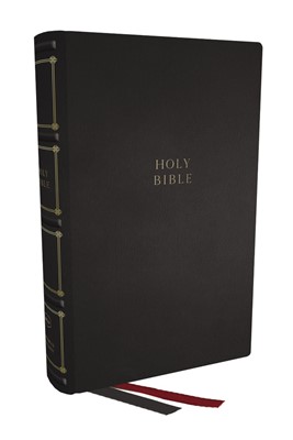 NKJV, Compact Center-Column Reference Bible, Black (Genuine Leather)
