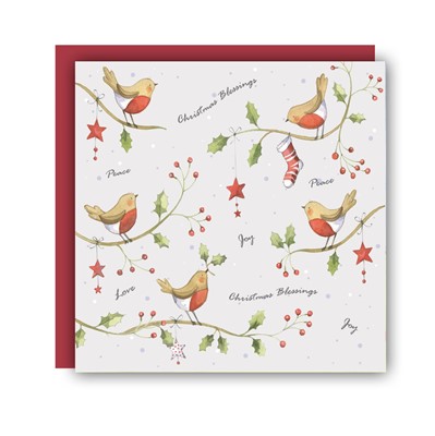 Five Robins (Blank Inside) Christmas Cards (Pack of 5) (Cards)
