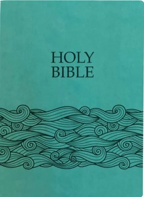 KJV Holy Bible, Wave Design, Large Print, Coastal Blue (Paperback)