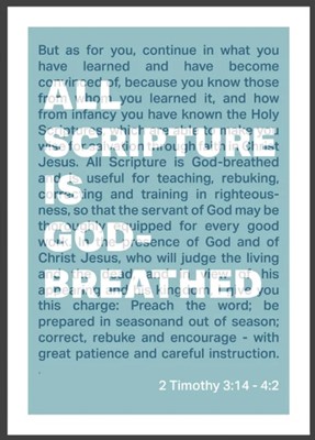 All Scripture Is God Breathed - 2 Timothy 3:16 A3 - Blue (Poster)
