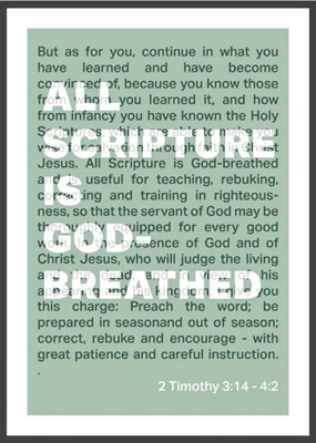 All Scripture Is God Breathed - 2 Timothy 3:16 A3 - Green (Poster)