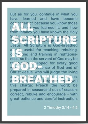 All Scripture Is God Breathed - 2 Timothy 3:16 A4 - Blue (Poster)